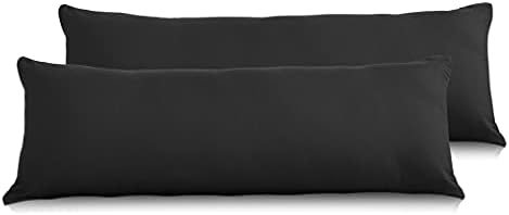 EVOLIVE Soft Brushed Microfiber Pillow Covers 21x54 Pack of 2 Black Zipper Closure