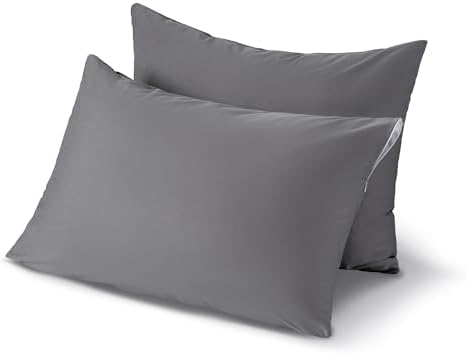 JELLYMONI Waterproof Pillow Protectors - 20 x 26 Dark Grey Set of 2