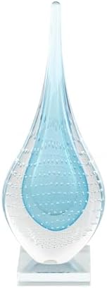 Deco 79 Blue Glass Teardrop Sculpture with Clear Bubbles