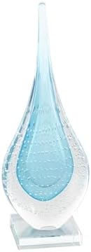 Deco 79 Blue Glass Teardrop Sculpture with Clear Bubbles