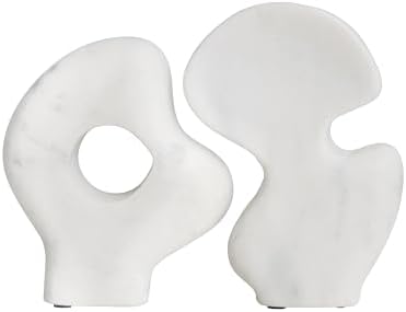 Bloomingville Decorative Abstract Marble Sculptures Set of 2 White