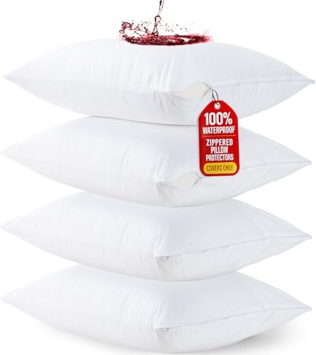 Utopia Bedding 4 Pack Waterproof Pillow Protectors King Size White