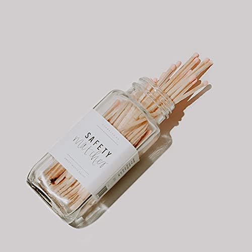 Sweet Water Decor Pink Safety Matches in Glass Jar