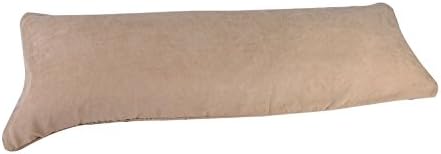 Beige Microsuede Body Pillow Cover with Double Zippers