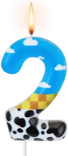 Blue Sky and White Cloud Cow Number 2 Birthday Candle