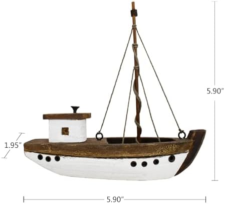 Linfevisi 59 Wooden Sailboat Decor for Home Bathrooms