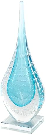 Deco 79 Blue Glass Teardrop Sculpture with Clear Bubbles