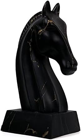 12 Inches Black Horse Head Resin Sculpture