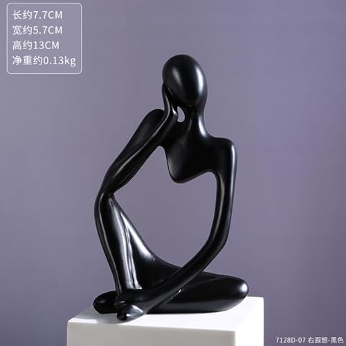 Modern Thinker Statue Home Decor Black-Right