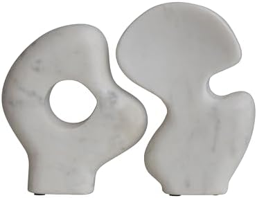 Bloomingville Decorative Abstract Marble Sculptures Set of 2 White