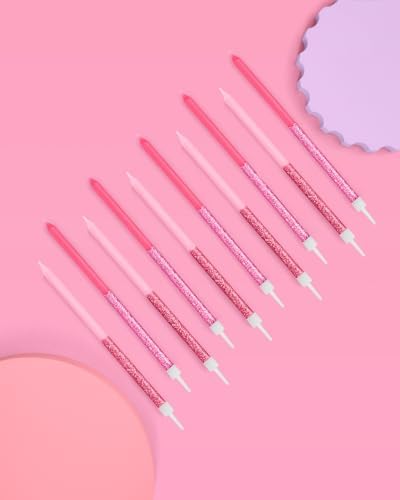 XO Fetti 10 Pink Glitter Birthday Candles