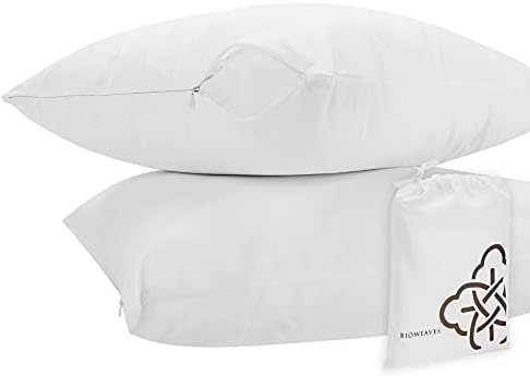 Bioweaves Organic Cotton Pillow Protectors 20x36 2-Pack GOTS Zipped