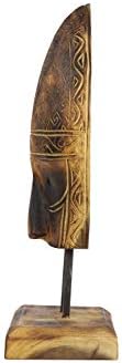 Deco 79 Carved Tribal Mask Reclaimed Wood Sculpture