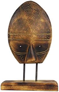 Deco 79 Carved Tribal Mask Reclaimed Wood Sculpture