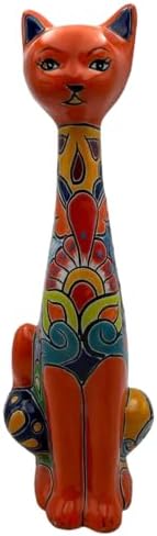 Talavera Long Neck Cat Vase Orange Multi 195