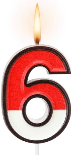 Cartoon Birthday Candle Numeral 6 Cake Topper for Decor