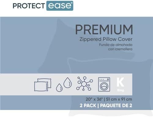 ProtectEase 2 Pack Zippered Pillow Covers Standard and Queen