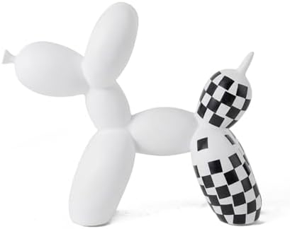 Vilead Resin Balloon Dog Statue with Checkered Pattern