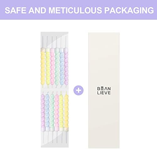BEAN LIEVE 12-Count Rainbow Birthday Candles with Holders