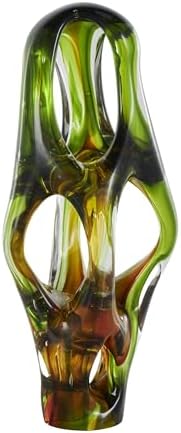 Deco 79 Modern Abstract Glass Sculpture with Amber Accents