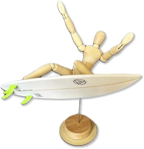 The Stokies 8 Inch Wooden Surf Figure with Real Shortboard