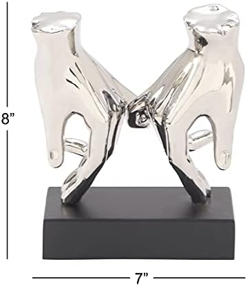 Deco 79 Polystone Hands Sculpture Statue Silver