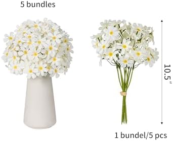 DuHouse Artificial White Daisy Flowers 5 Bundles