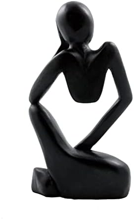 12 Black Wooden Abstract Thinking Man Sculpture