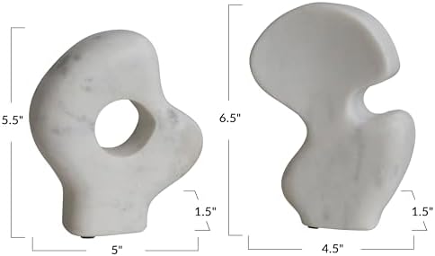 Bloomingville Decorative Abstract Marble Sculptures Set of 2 White