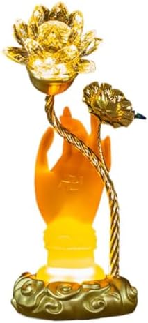 Crystal Lotus Lamp with Yellow Light for Home Dcor