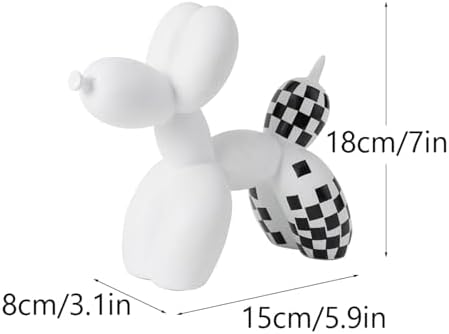 Vilead Resin Balloon Dog Statue with Checkered Pattern