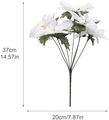 6 Pack Artificial Poinsettia Bushes 138 Inch Faux White Velvet Flowers