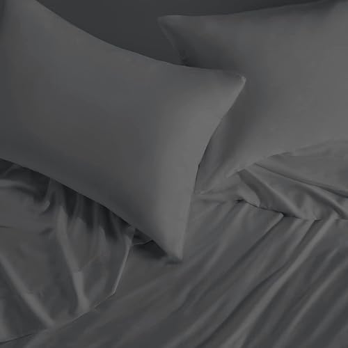 800 Thread Count 4-Pcs Bed Sheet Set Dark Grey