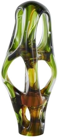 Deco 79 Modern Abstract Glass Sculpture with Amber Accents