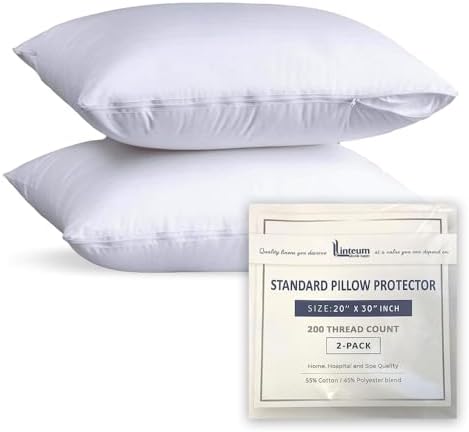Linteum Textile White Pillowcase Cover Zippered 20x30 Queen Size 6 Pack