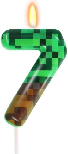 7th Pixel Miner Birthday Candles TNT Themed Decorations
