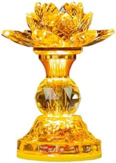 Ecqizer Single Crystal Yellow Light Lotus Lamp 17CM