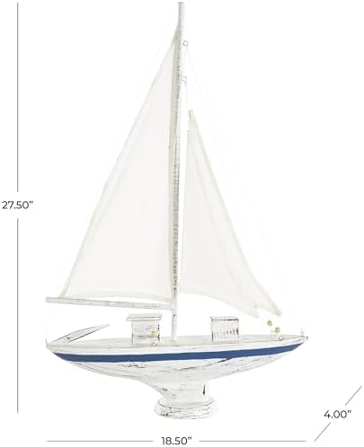 Deco 79 Nautical Wood Sail Boat Decor Statue