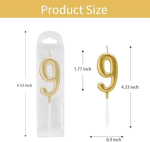 Beanlieve 10-Piece Numeric Birthday Candles - Champagne Gold