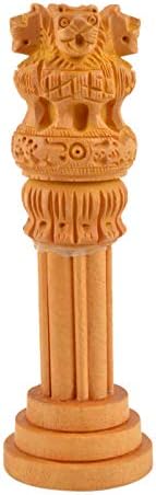 Wooden Ashoka Stambh Pillar Statue 6 Inches