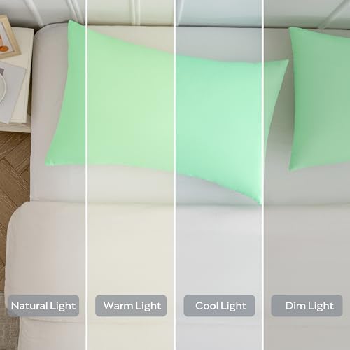 JELLYMONI Pillow Protectors Set of 2 Waterproof Zippered Light Green