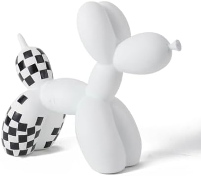 Vilead Resin Balloon Dog Statue with Checkered Pattern