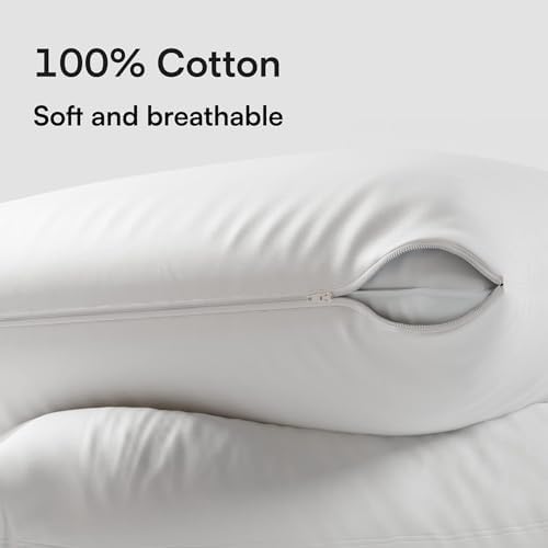 100 Cotton Pillow Protectors 4-Pack with Zipper Queen Size