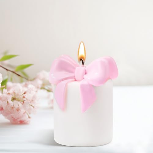 Nuanchu Pink Bow Candle Freesia Scented Soy Wax Decor