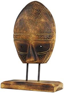 Deco 79 Carved Tribal Mask Reclaimed Wood Sculpture