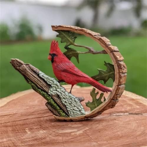 DFYOP Cardinal Wood Carving Statue - Unique Original Art Decor