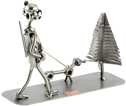 Handmade Hunter with Dog Sculpture Nuts and Bolts Decor