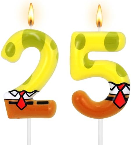 Yellow Sponge Number 25 Birthday Candle