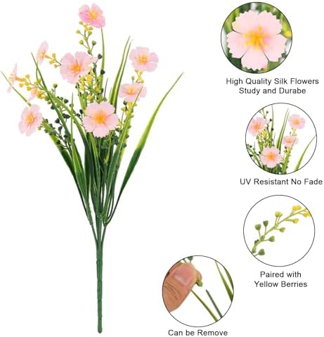 MACTING 12 Bundles Pink Artificial Flowers