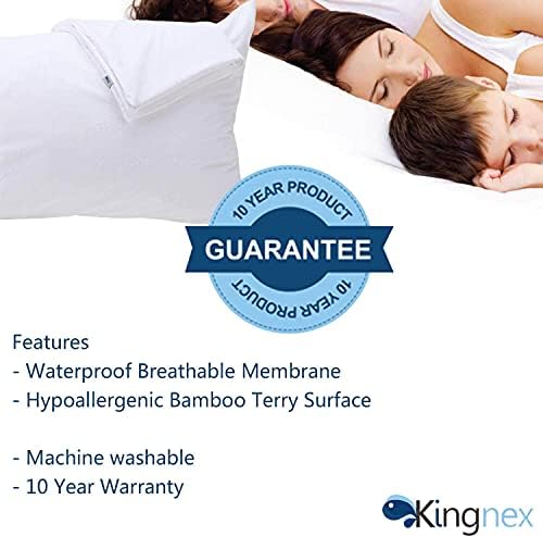 Kingnex 2 Pack Feather Proof Pillow Protectors Waterproof Drool Proof 14x26